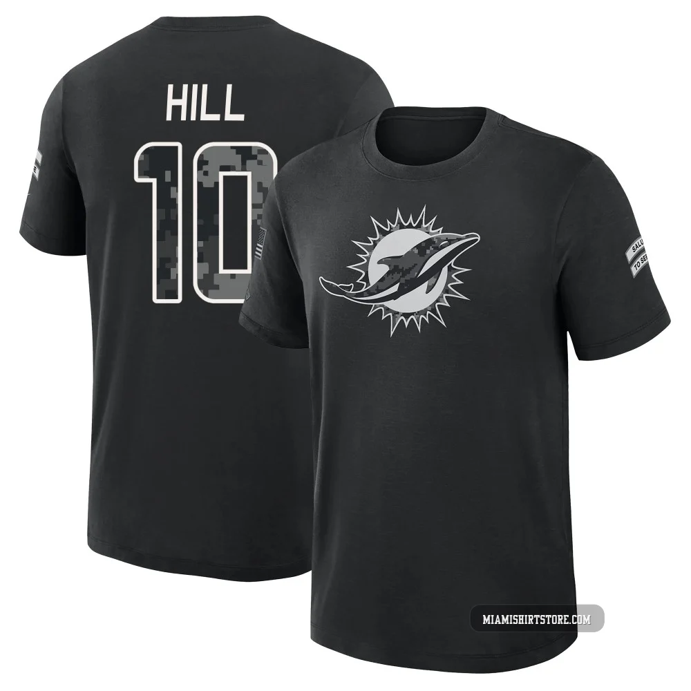 Youth Tyreek Hill Miami Dolphins ＃10 Black 2026 Salute to Service Slub T-Shirt