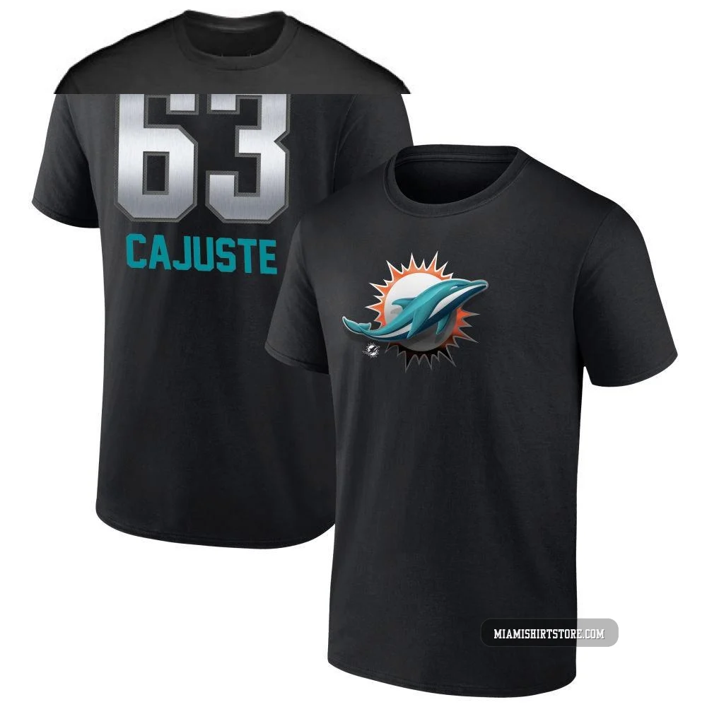 Youth Yodny Cajuste Miami Dolphins ＃63 Black Pro Line by Midnight Mascot T-Shirt -