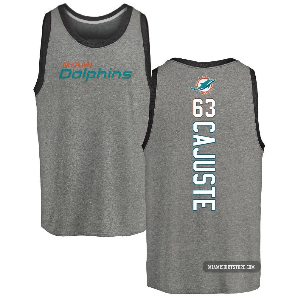 Youth Yodny Cajuste Miami Dolphins ＃63 Pro Line by Backer Tri-Blend Tank Top - Ash