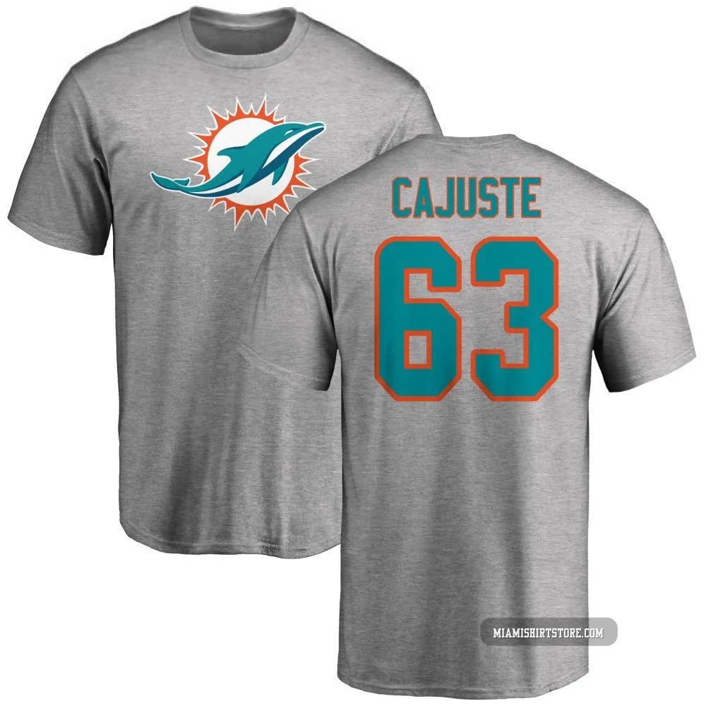Youth Yodny Cajuste Miami Dolphins ＃63 Pro Line Name & Number Logo T-Shirt - Ash
