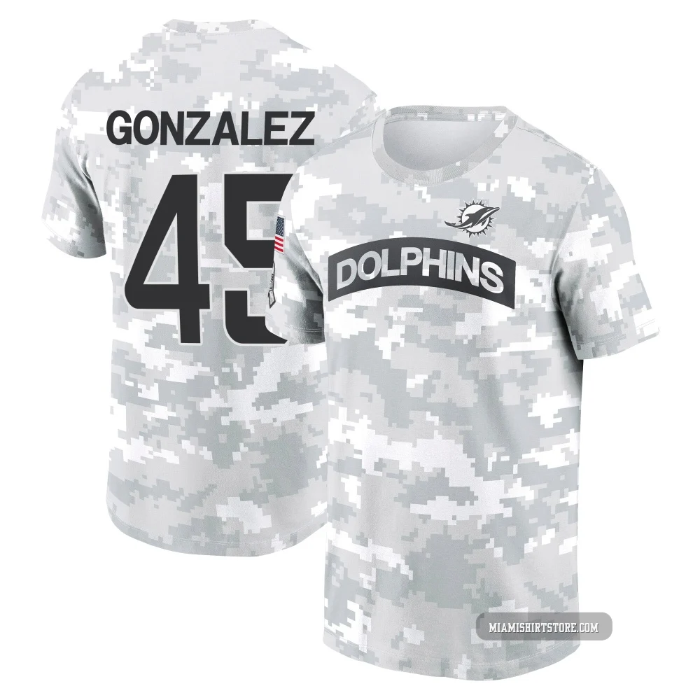 Youth Zane Gonzalez Miami Dolphins ＃45 Arctic Camo 2024 Salute to Service Performance T-Shirt