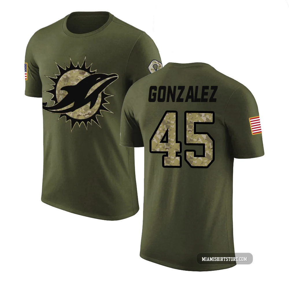 Youth Zane Gonzalez Miami Dolphins ＃45 Legend Olive Salute to Service T-Shirt